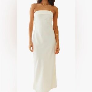 New Satin Silk Backless Tube Tops Low Back Hollow Out Strapless Dresses